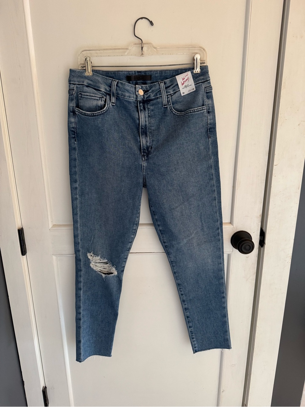 NWT Joe's Jeans Medium Blue Distressed High Rise Curvy Skinny Crop